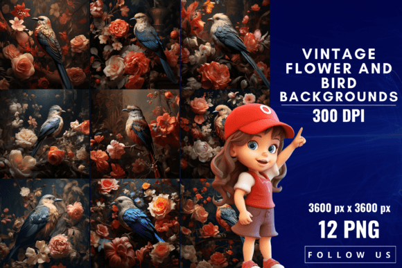 Embrace Timeless Elegance with Vintage Flower and Bird Backgrounds