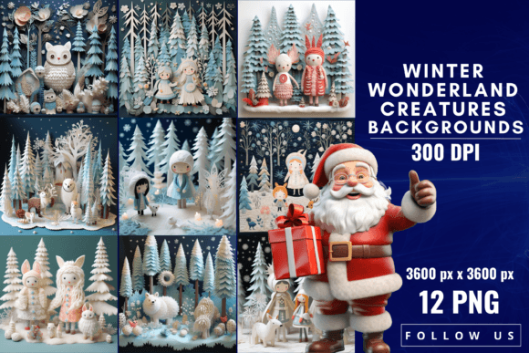 Enchant Your Designs with Winter Wonderland Creatures Backgrounds