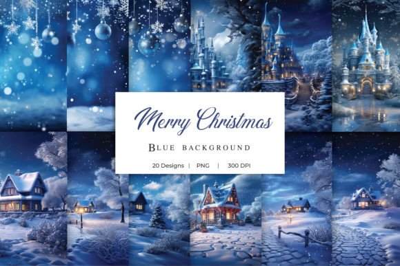 Enchanting Blue Christmas Backgrounds for Digital Design