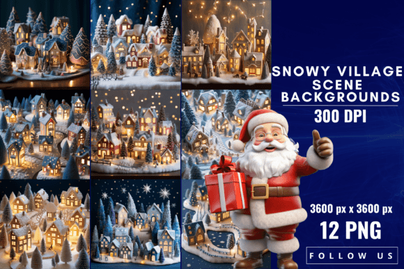 Enchanting Snowy Village Scene Backgrounds for Your Projects