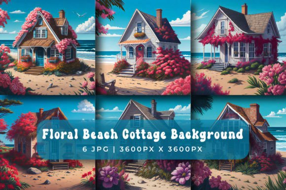 Floral Beach Cottage Backgrounds: Coastal Charm for Your Projects