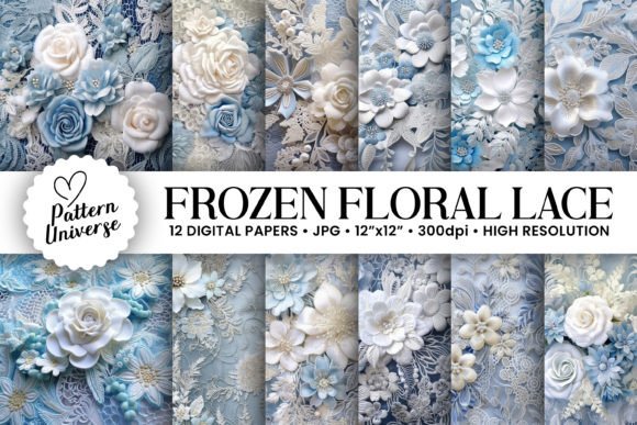 Frozen Winter Floral Lace Backgrounds: Your Go-To for Frosty Elegance