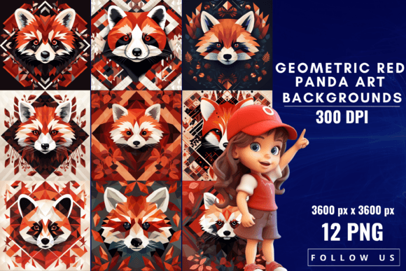 Geometric Red Panda Art: A Modern Design Asset