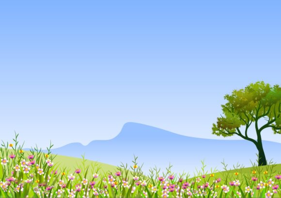 Set of 4 Illustrated Backgrounds: Natural Floral Motifs